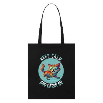 Keep Calm and Carry On - Erschreckte Katze & Weish - Stanley/Stella Organic Tote Bag - black - Front