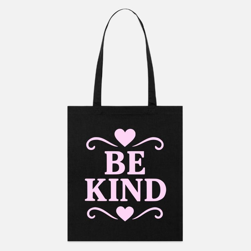 Slogan Be Kind in rosa - Stanley/Stella Bio-Stoffbeutel - Schwarz