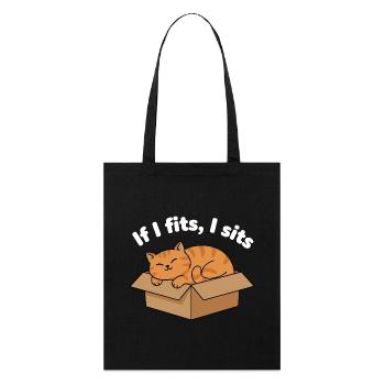 Chat ronronnant dans un mème en carton - Tote bag bio Stanley/Stella - noir - Devant