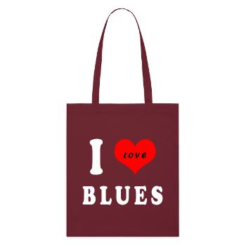 Ich liebe Blues - Stanley/Stella Bio-Stoffbeutel - Burgunderrot - Vorne