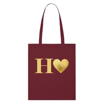 Buchstabe h goldenes Herz - Stanley/Stella Bio-Stoffbeutel - Burgunderrot - Vorne