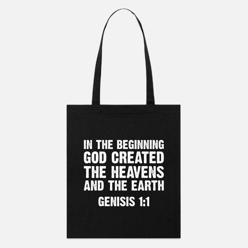 God Created - Genisis 1:1 - Stanley/Stella Bio-Stoffbeutel - Schwarz