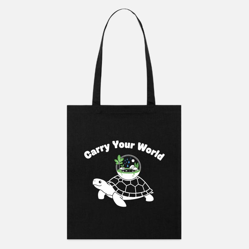 Glasdom Schildkröte Welt im Panzer - Stanley/Stella Bio-Stoffbeutel - Schwarz