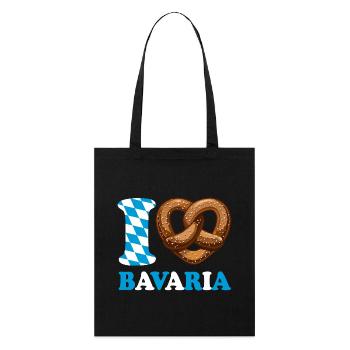 J’aime le bretzel de Bavière - Coeur - Dire - Tote bag bio Stanley/Stella - noir - Devant