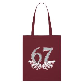 Funny 67 Meme Hands Gen Alpha Humor - Stanley/Stella Organic Tote Bag - burgundy - Front