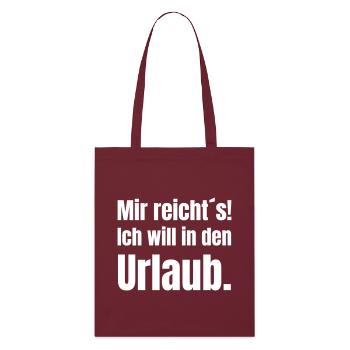 Urlaubslust in fetter Typografie - Stanley/Stella Bio-Stoffbeutel - Burgunderrot - Vorne