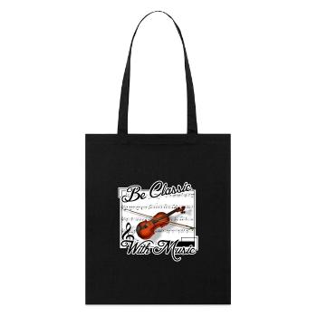 Be classic with Music Klassik Musik Geige Geschenk - Stanley/Stella Bio-Stoffbeutel - Schwarz - Vorne