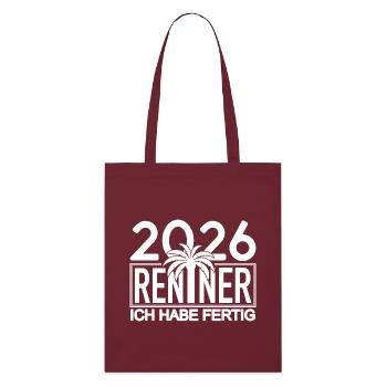 2026 Renner Palmendesign - Stanley/Stella Bio-Stoffbeutel - Burgunderrot - Vorne