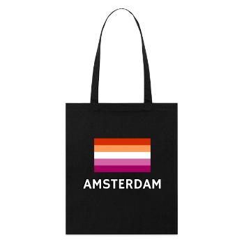 Lesben-Pride-Flagge Amsterdam - Stanley/Stella Bio-Stoffbeutel - Schwarz - Vorne