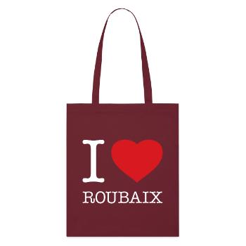 I LOVE ROUBAIX - Stanley/Stella Organic Tote Bag - burgundy - Front