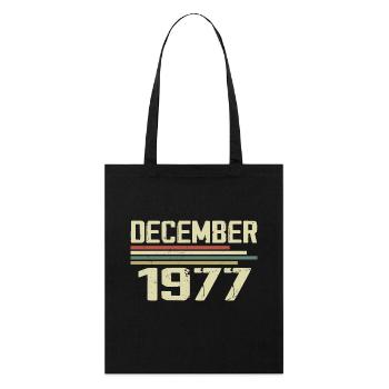 December 1977 Vintage Retro Birthday - Stanley/Stella Organic Tote Bag - black - Front