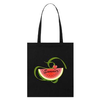 Morceau de pastèque avec police décorative -Été - Tote bag bio Stanley/Stella - noir - Devant