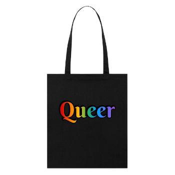 Texte arc-en-ciel queer - Tote bag bio Stanley/Stella - noir - Devant
