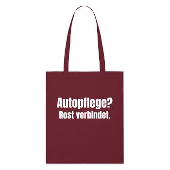 Car care? Rust connects. - Stanley/Stella Organic Tote Bag - burgundy - Front