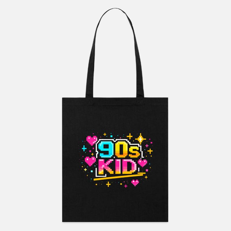 90s Pixelkid Neon Retro - Stanley/Stella Organic Tote Bag - black