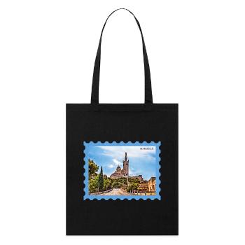 Carte postale de la Basilique de Marseille - Tote bag bio Stanley/Stella - noir - Devant