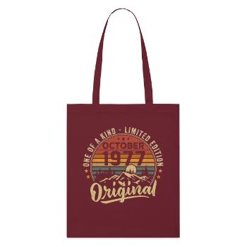 Geburtstagsgeschenk | Jahrgang Jahrgang Oktober 1977 - Stanley/Stella Bio-Stoffbeutel - Burgunderrot - Vorne