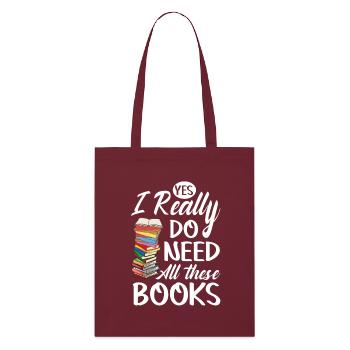 Written Shopaholite - Stanley/Stella Organic Tote Bag - burgundy - Front