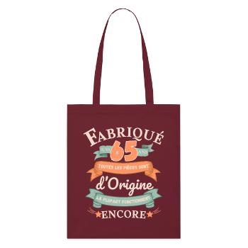 Made 65 Years Ago Genuine Parts - Stanley/Stella Organic Tote Bag - burgundy - Front
