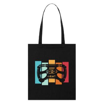 Rétro Racing Sim Formula Volant Logo de voiture vintage - Tote bag bio Stanley/Stella - noir - Devant