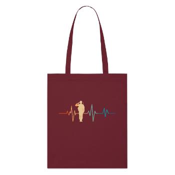 Battement de coeur rétro militaire - Tote bag bio Stanley/Stella - bordeaux - Devant