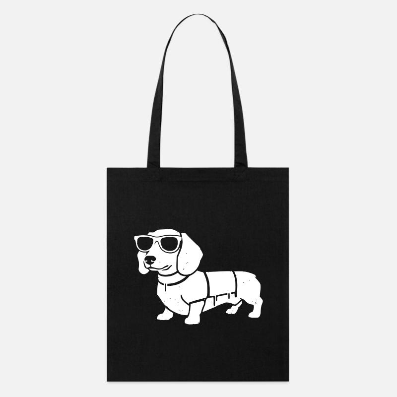 Dackel Hund Sonnenbrille Gehend Vektor - Stanley/Stella Bio-Stoffbeutel - Schwarz