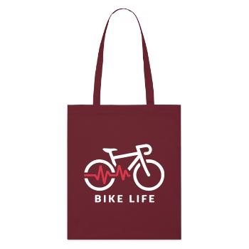 Illustration de battement de cœur de la vie à vélo - Tote bag bio Stanley/Stella - bordeaux - Devant