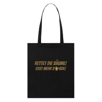 Rettet die Bäume Esst mehr Biber - Stanley/Stella Bio-Stoffbeutel - Schwarz - Vorne