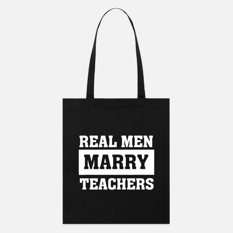 Slogan des vrais hommes épousent les enseignants - Tote bag bio Stanley/Stella - noir
