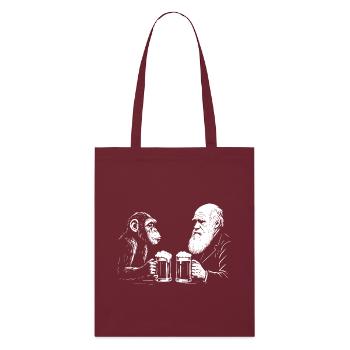 Charles Darwin trinkt Bier mit Affe - Stanley/Stella Bio-Stoffbeutel - Burgunderrot - Vorne