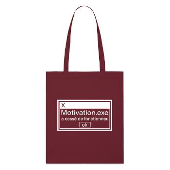 Motivation Geek Gamer Gaming Humour - Tote bag bio Stanley/Stella - bordeaux - Devant