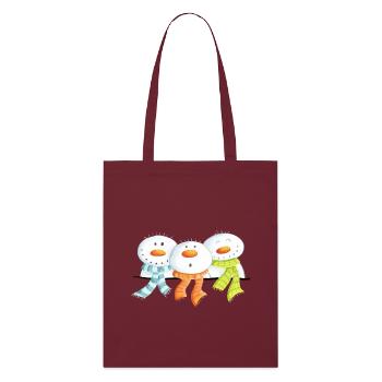 Three Snowmen - Christmas - Gift - Stanley/Stella Organic Tote Bag - burgundy - Front