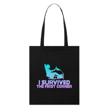 I Survived The First Corner - Stanley/Stella Organic Tote Bag - black - Front