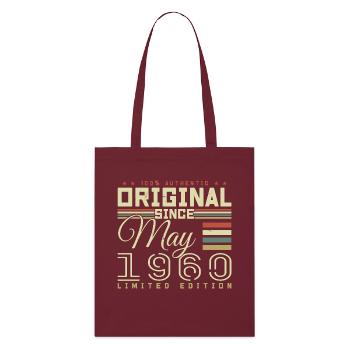 Cadeau Anniversaire Mai 1960, Gift May 1960 - Tote bag bio Stanley/Stella - bordeaux - Devant
