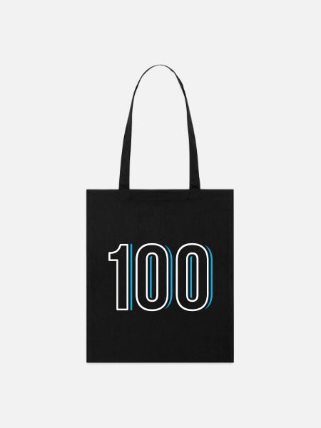 Nummer 100 - Einhundert - Hundert - Stanley/Stella Bio-Stoffbeutel - Schwarz