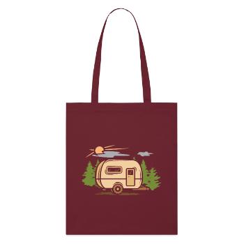 camping qek in der Natur - cartoon camper Logo - Stanley/Stella Bio-Stoffbeutel - Burgunderrot - Vorne