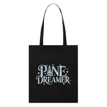  Pine Dreamer Winter Tanne Schneeflocken Wald - Stanley/Stella Bio-Stoffbeutel - Schwarz - Vorne