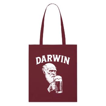 Darwin boit de la bière - Tote bag bio Stanley/Stella - bordeaux - Devant