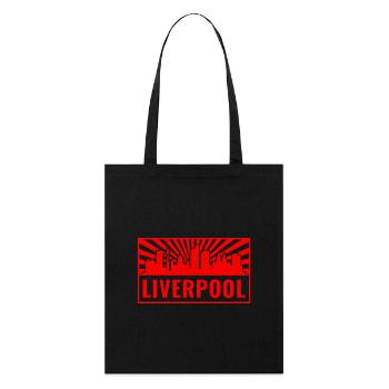 Liverpool Skyline in Red Rays - Stanley/Stella Organic Tote Bag - black - Front