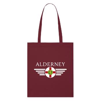 Ich liebe Alderney, Eleganz Stil Design T-Shirt - Stanley/Stella Bio-Stoffbeutel - Burgunderrot - Vorne