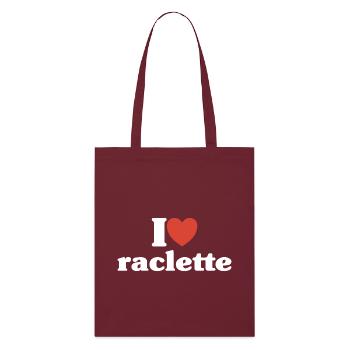 Ich liebe Raclette liebe Humor Käse Geschenkski - Stanley/Stella Bio-Stoffbeutel - Burgunderrot - Vorne