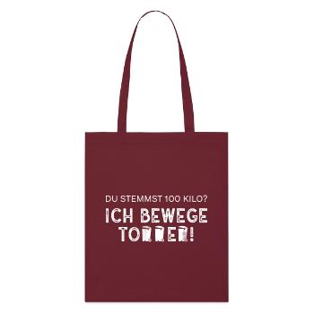 Ich bewege Tonnen - Müllfahrer/Müllabfuhr/Müllmann - Stanley/Stella Bio-Stoffbeutel - Burgunderrot - Vorne