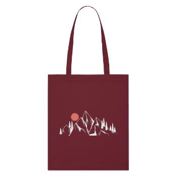 Mountain Dawn Line Art - Stanley/Stella Organic Tote Bag - burgundy - Front