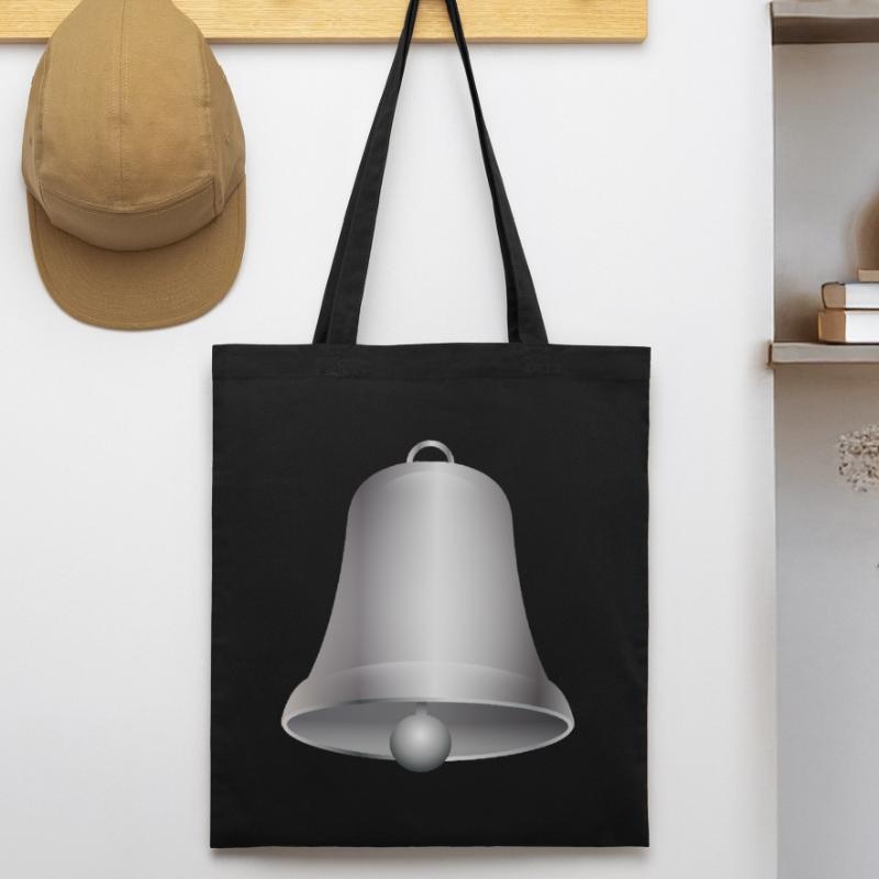 große silberfarbene Kirchen Glocke oder Glöckchen Stanley/Stella Bio-Stoffbeutel