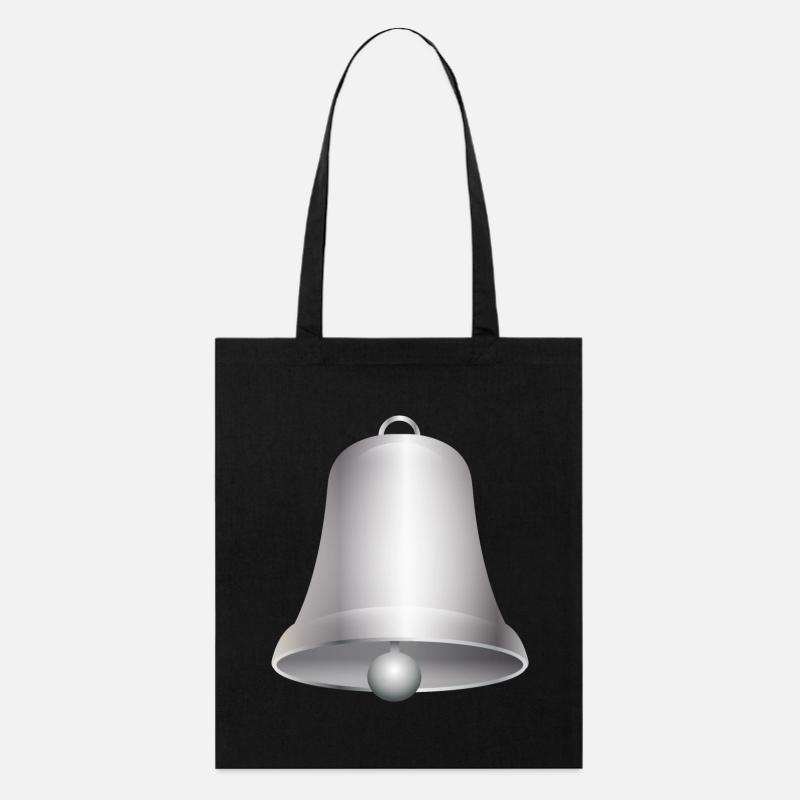große silberfarbene Kirchen Glocke oder Glöckchen - Stanley/Stella Bio-Stoffbeutel - Schwarz