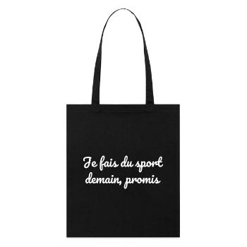 Je fais du sport demain, promis - Stanley/Stella Bio-Stoffbeutel - Schwarz - Vorne