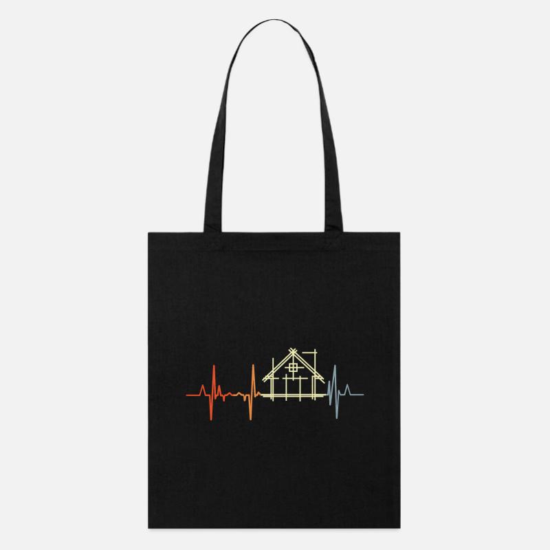 Architect Cardiogram Retro Look - Stanley/Stella Organic Tote Bag - black