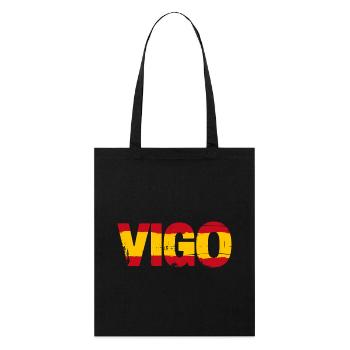 Vigo Flagge Spanien - Stanley/Stella Bio-Stoffbeutel - Schwarz - Vorne