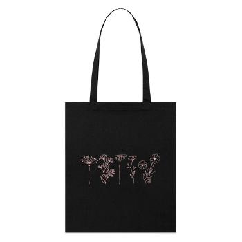 Minimalist Wildflower, Boho Floral Line Art  - Stanley/Stella Bio-Stoffbeutel - Schwarz - Vorne