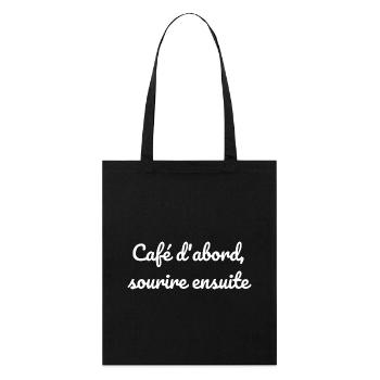 Café d'abord, sourire ensuite - Stanley/Stella Bio-Stoffbeutel - Schwarz - Vorne